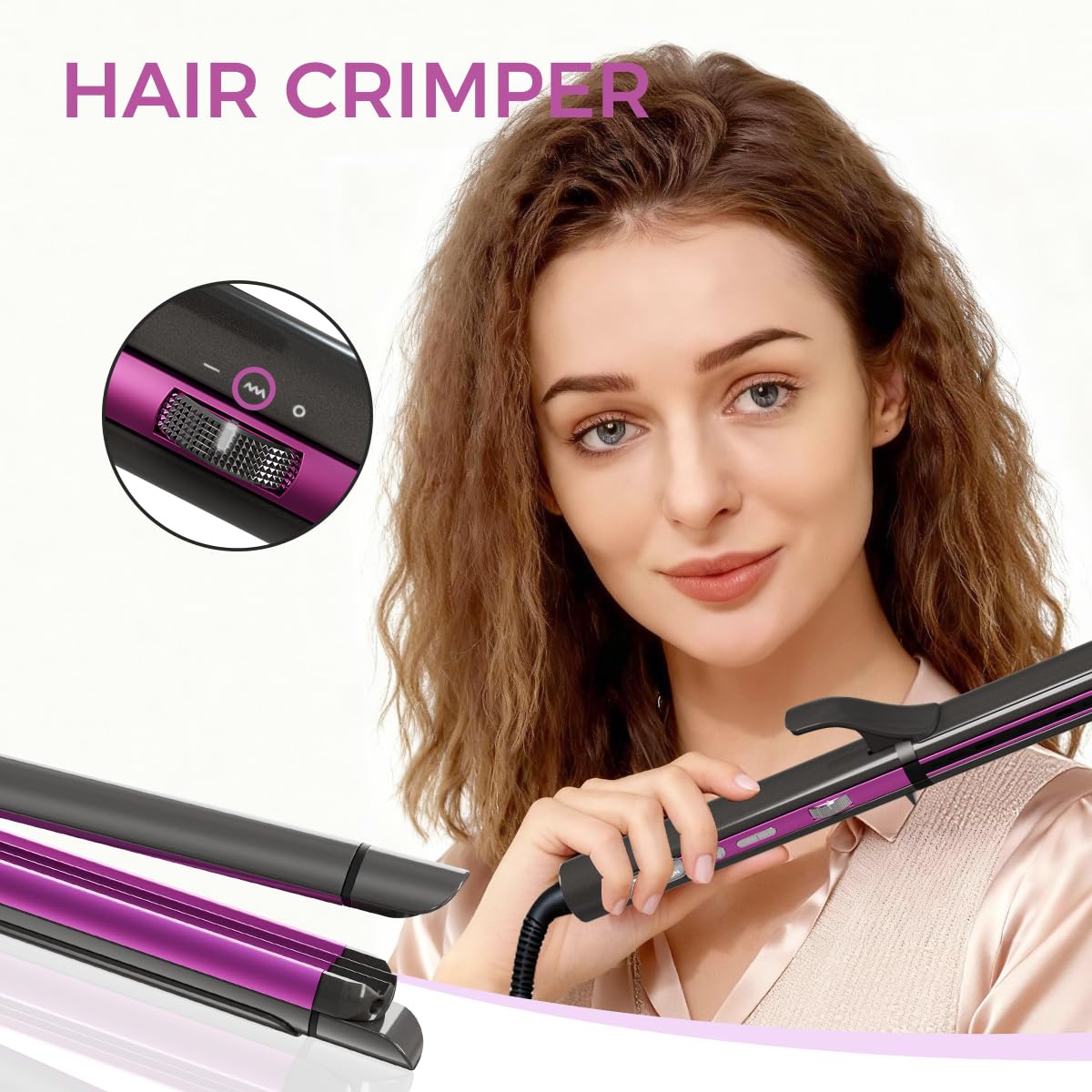 3 in 1 Hair Straightener, Curling Iron, Flat Iron & Hair Crimper Tool – Ceramic Plates, Dual Voltage,PRITECH Professional Hair Tool Fast Heating Hair Styling Tool for Women, Salon or Travel Use