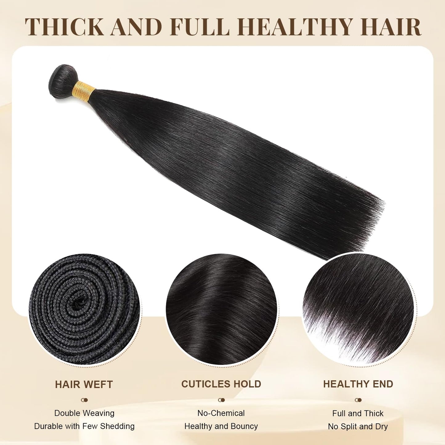 24-Inch Straight Human Hair Bundle - 100% Unprocessed Virgin Brazilian Hair for Black Women | Natural Black