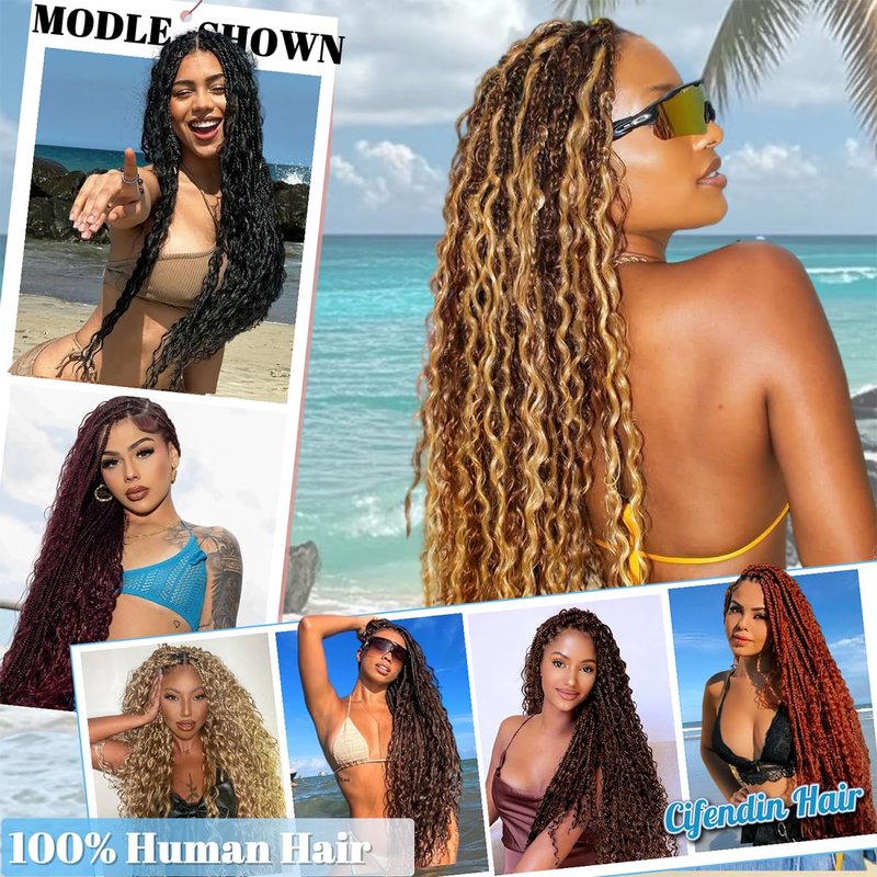 CIFENDIN Human Braiding Hair for Boho Braids 110g 16 Inch Burgundy Curly Boho Hair for Braiding Knotless 12A Deep Wave Wet and Wavy Bulk Bohemian 3 Bundles/Pack Color 99J