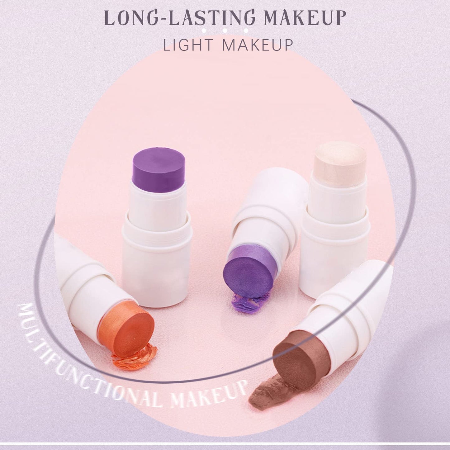 HOSAILY 4 Colors Cream Blush Highlighter Contour Blush Stick Creamy Cosmetics Stick Set, 4 in 1 Waterproof and Long Lasting Bronze Stick Moisturizer Makeup Sticks