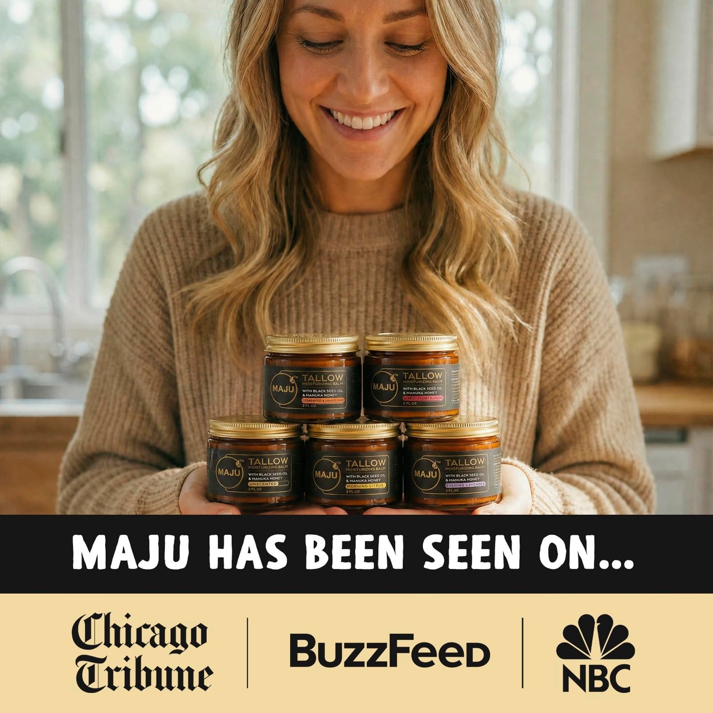 MAJU Beef Tallow Manuka Honey Balm, Unscented (2 oz), Grass-Fed Beef Tallow for Skin with Organic Black Seed Oil, Manuka Honey and Organic Beeswax, Skin and Face Moisturizer for Deep Hydration