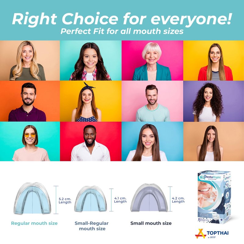 DentaRight Dental Mouthguard for Bruxism, Teeth Grinding and Clenching, Pack of 6 in 3 Different Sizes Moldable, Trimmable Premium Quality Dental Night Guard for Teeth Grinding and Stops Bruxism