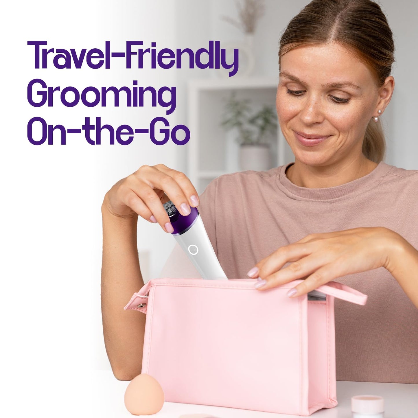 Pursonic 6-in-1 Smooth Glide Epilator for Women, Wet & Dry Electric Hair Removal Device with LED Light, Callus Remover, Exfoliating Brush, Shaver Head, Massage Attachment, Rechargeable Battery
