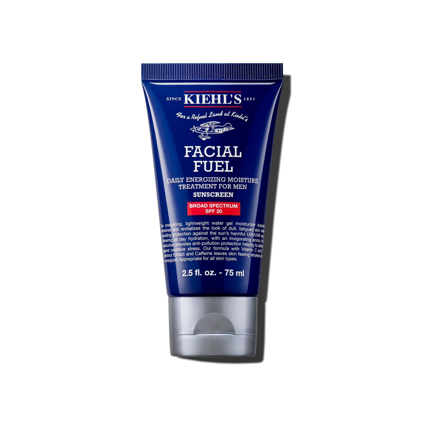Kiehl's Facial Fuel SPF 20 Moisturizer for Men, Moisturizing Face Sunscreen, Daily Non-Greasy Hydrating Lotion with Broad Spectrum SPF, With Caffeine & Vitamin C, Oil-Free, For All Skin Types