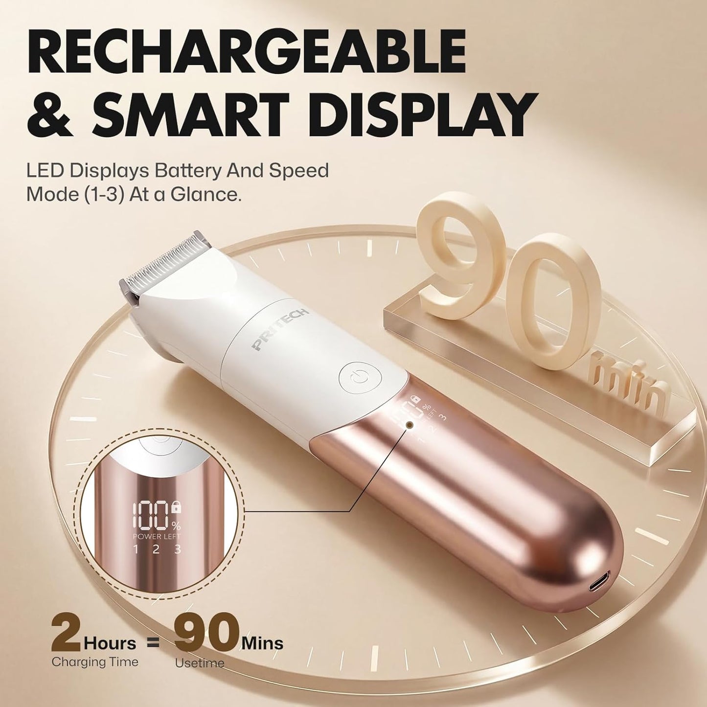 Bikini Trimmer for Women - 2-in-1 Rechargeable Electric Razor | Waterproof Shaver with Ceramic Blades, Travel Lock