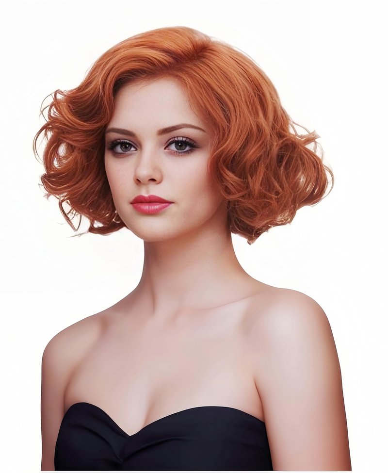 Gerulyss Short Copper Red Wavy Wigs for Women Auburn Curly Natural Synthetic Wig Ginger Middle Part Full Wig for Role Play,Halloween,Daily Use