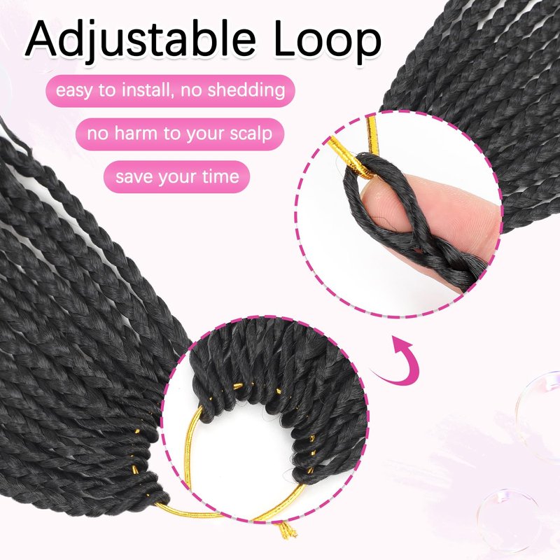 Boho Crochet Braids - Human Hair Pre-Looped Bohemian Extensions with Curly Ends | 24 Inch, Color 1B