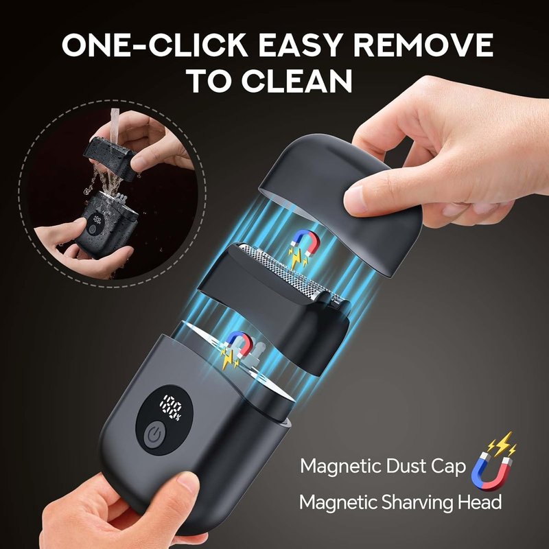 Electric Shaver for Men - 3 Floating Blades, IPX7 Waterproof, Rechargeable | Portable Wet/Dry Travel Use