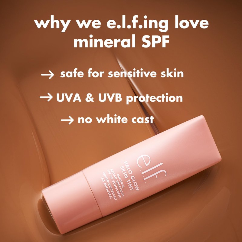 e.l.f. Halo Glow Skin Tint SPF 50, Tinted Moisturizer For Light, Buildable Coverage, Creates A Natural Glow, Vegan & Cruelty-Free, 8 Medium Neutral