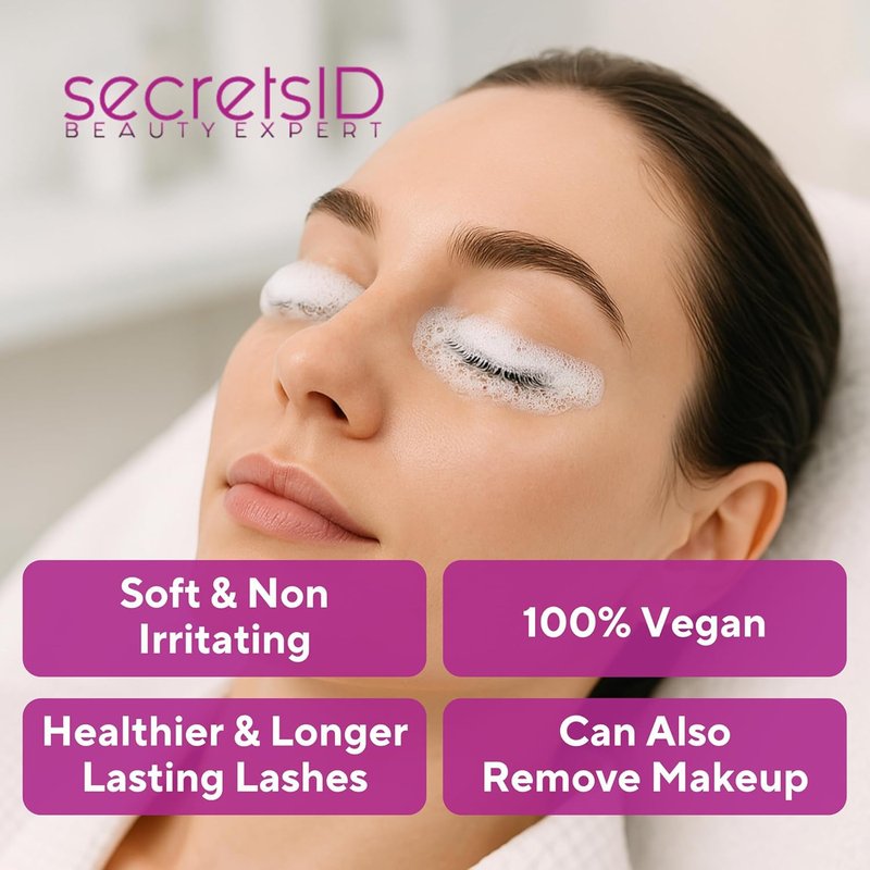 SecretsID Lash Shampoo Kit for Eyelash Extensions - Premium Salon-Grade Made in the USA 210 mL Fragrance-Free Eyelid Foaming Cleanser