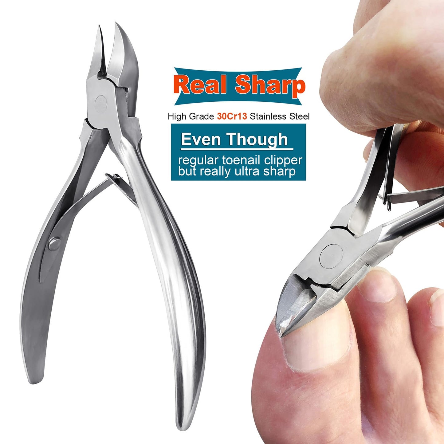 SGNEKOO 8-Piece Nail Clipper Set for Family, Professional Stainless Steel Manicure Kit with Ingrown Toenail Tool, Nail File, Tweezers, Ear Pick, Scissors – Home & Salon Use (Silver)