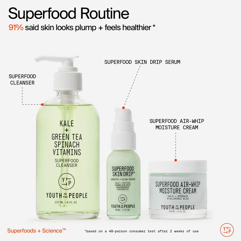 Youth To The People Superfood Skin Drip Glow Barrier Serum - Peptides + Niacinamide, Strengthens Skin Barrier, Evens Tone, Smooths Texture, Dewy Finish Makeup Primer, for All Textures, Vegan - 1 floz