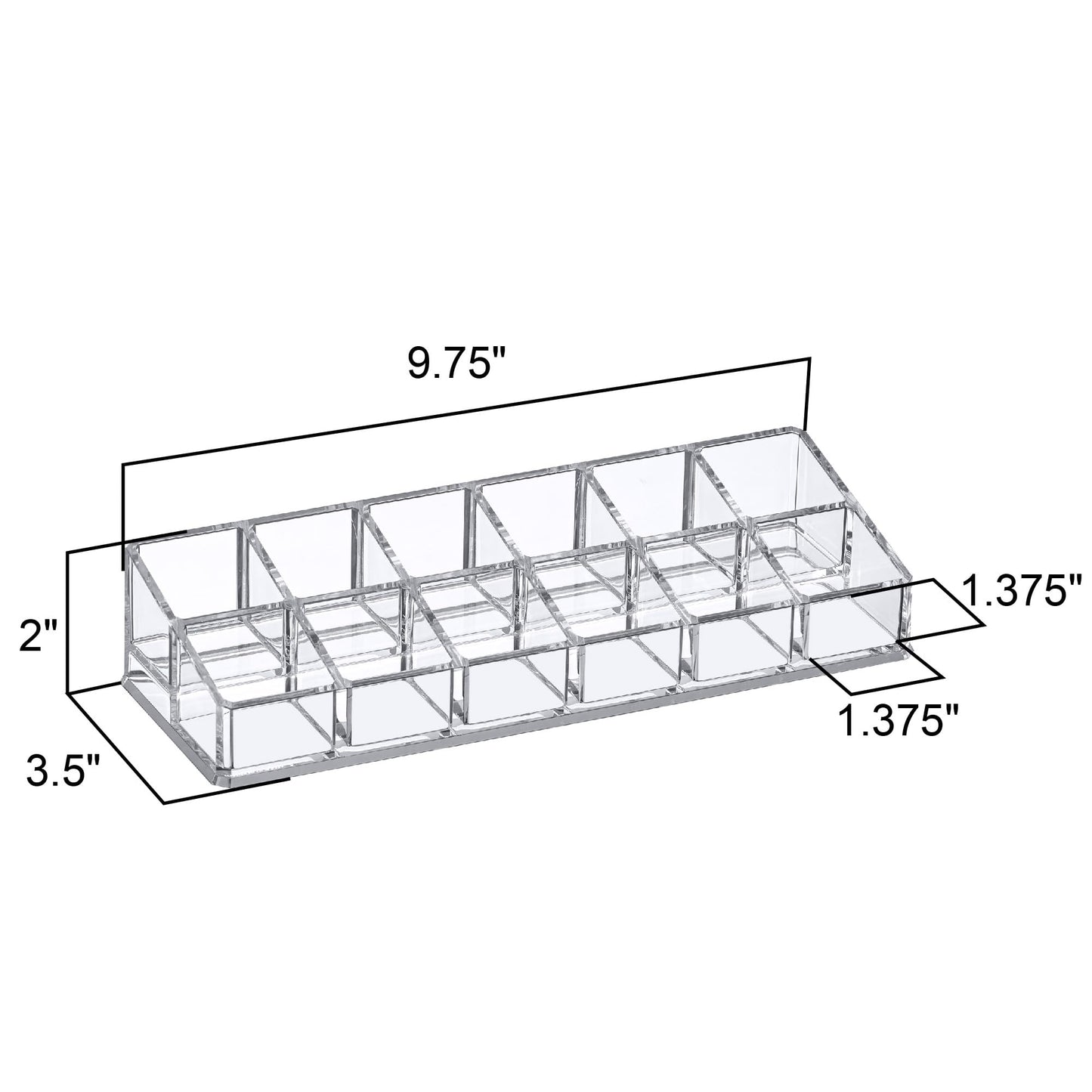 Amazing Abby - Glamour - 2-Pack 12-Slot Acrylic Nail Polish Organizer, Lipstick Holder, Lip Gloss Organizer, Cosmetic Storage Display, Perfect Storage Solution for Drawer, Vanity, Bathroom, and More