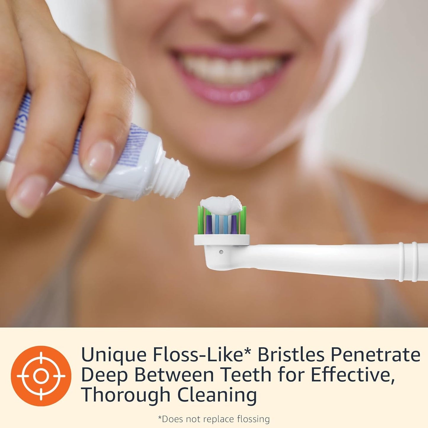 Braun Electric Toothbrush Replacement Brush Heads - Floss-Like Bristles for Plaque Removal | 3 Count, White