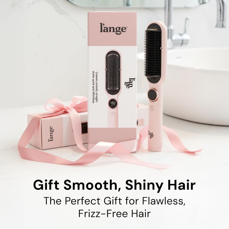 L'ANGE HAIR Smooth It 2-in-1 Hair Straightener Brush with Digital Temperature Dial Up to 450°F | Frizz Control Straightening Comb | Quick Styling Hot Brush for All Hair Types | Auto Shut-Off | Blush