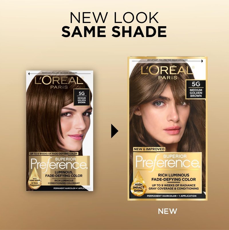 L’Oreal Paris Superior Preference - 5G Medium Golden Brown Hair Color | Long-Lasting & Vibrant Shine