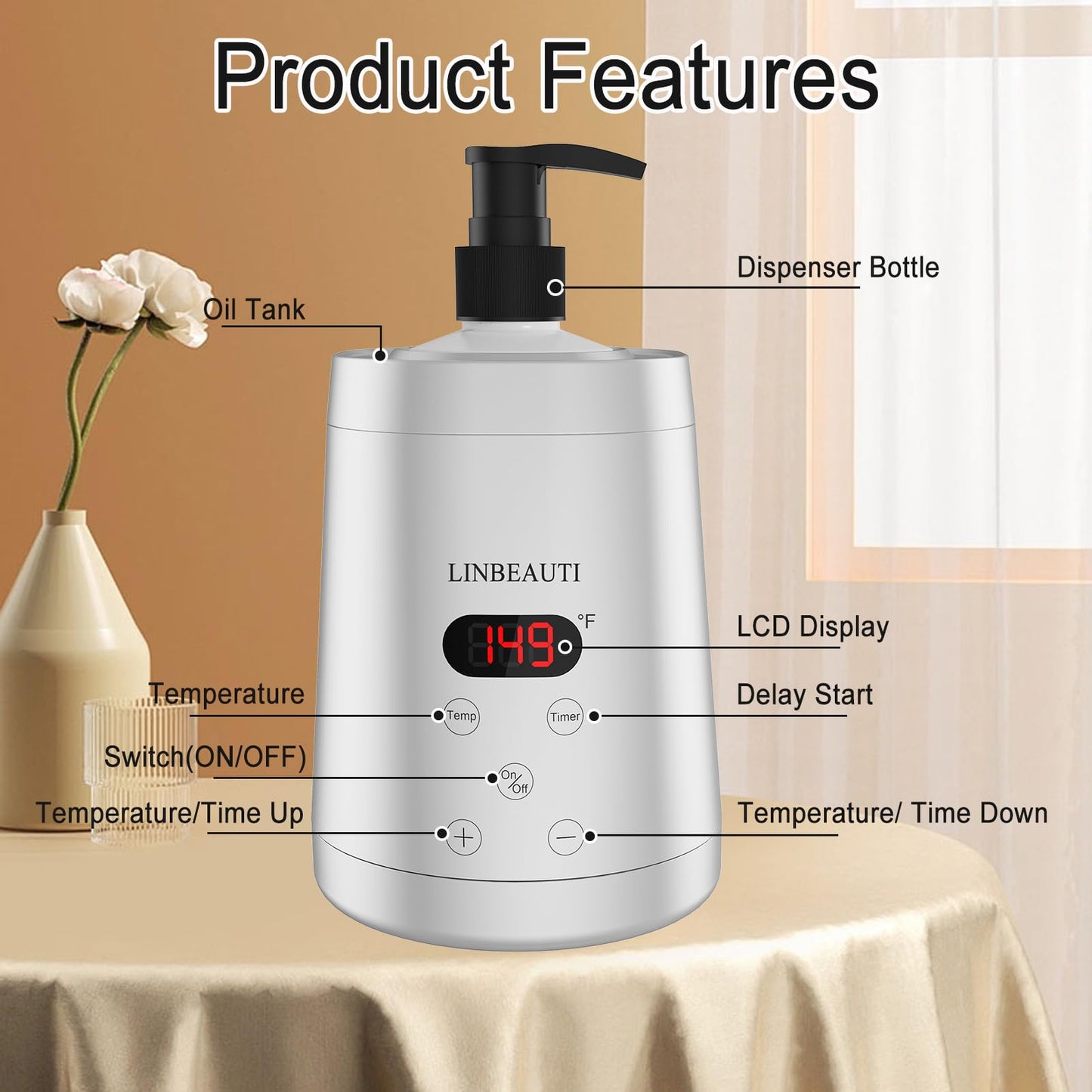 Professional Massage Oil Warmer Bottle Lotion Heater for SPA, Automatic Oil Warmer Heated Essential Lotion Cream with Two Oil Bottle Dispenser for Salon, Barber Shops, Home
