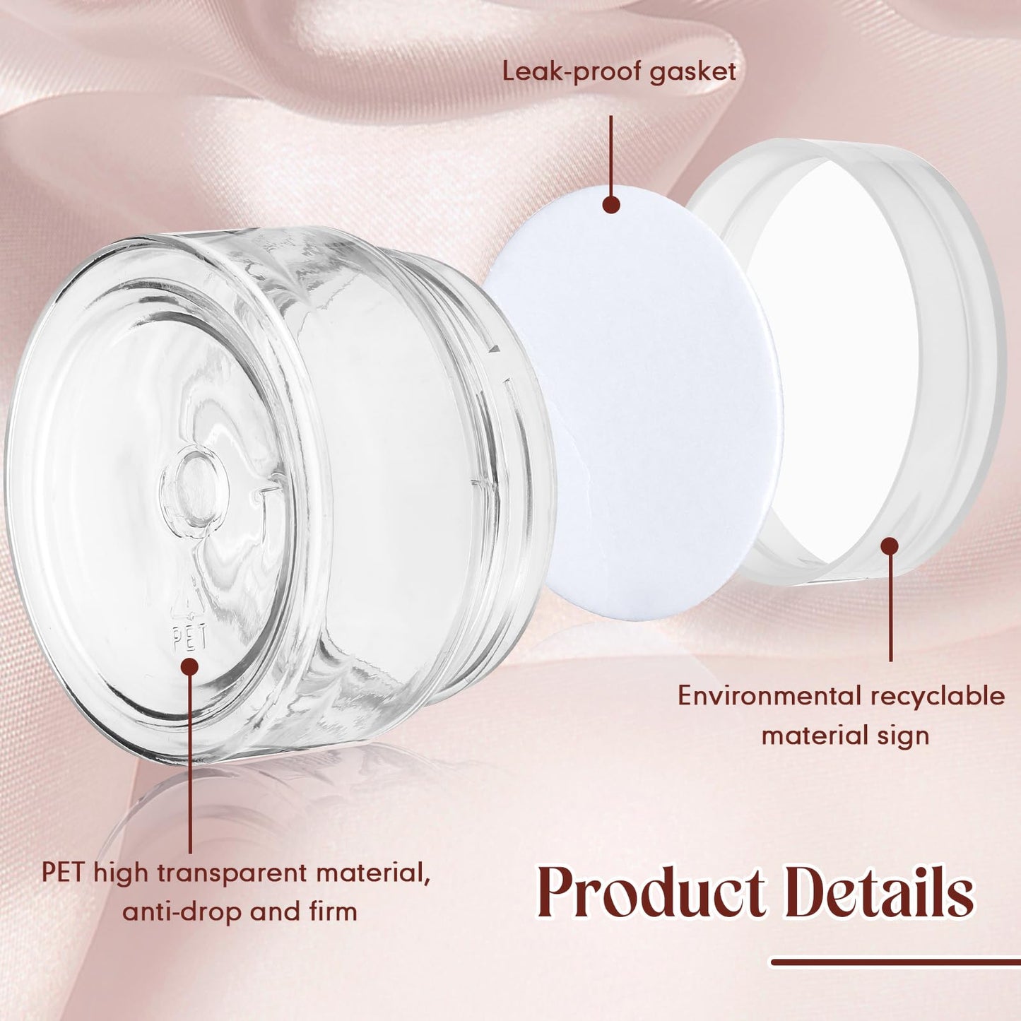 SATINIOR 100 Pcs Plastic Jars with Lids Small Containers Lids Wide Mouth Small Plastic Containers for Lotion Cream Rhinestones Body Butters Travel Storage(1 oz,Clear)