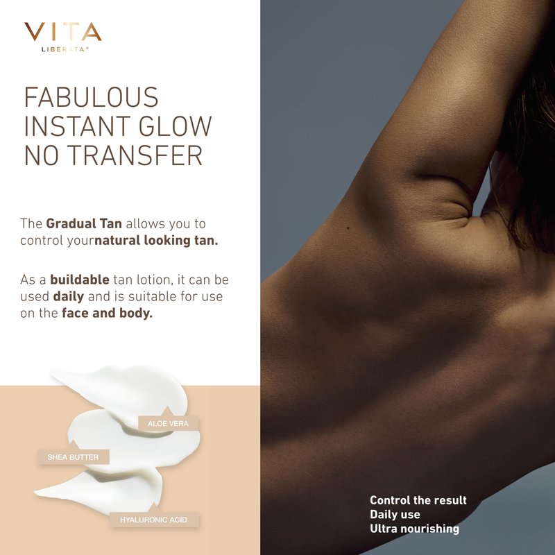 VITA LIBERATA Fabulous Gradual Tanning Lotion - Buildable Formula, Sun-Kissed Tan, Untinted For Minimal Transfer, Lasting Finish, Formulated with Hyaluronic Acid, 6.76 lf.oz