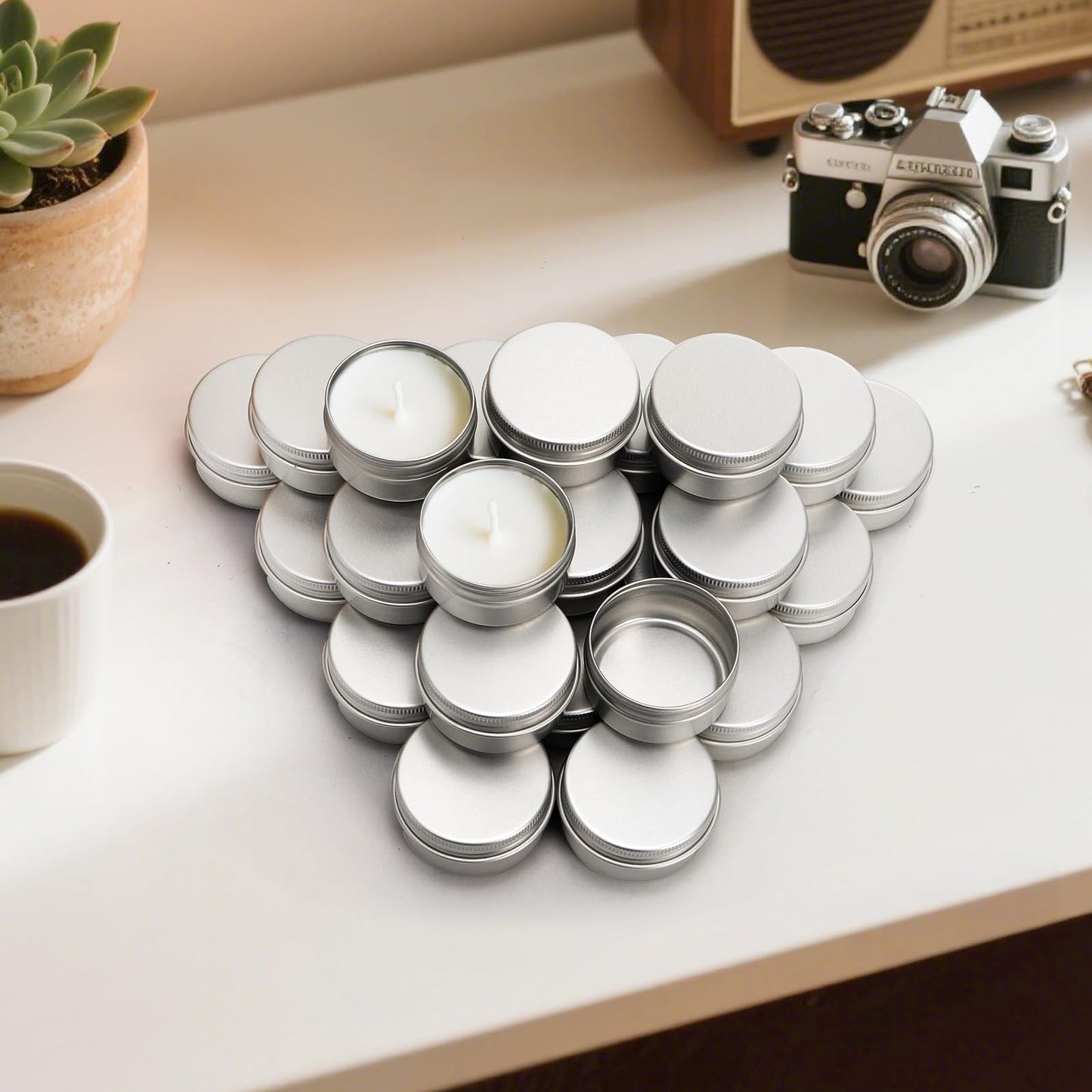 Tosnail 48 Pack Mini Metal Round Tins with Screw Lids, 1.85 Inch Empty Sample Jars, Travel Storage Containers, 1 OZ / 30 ml