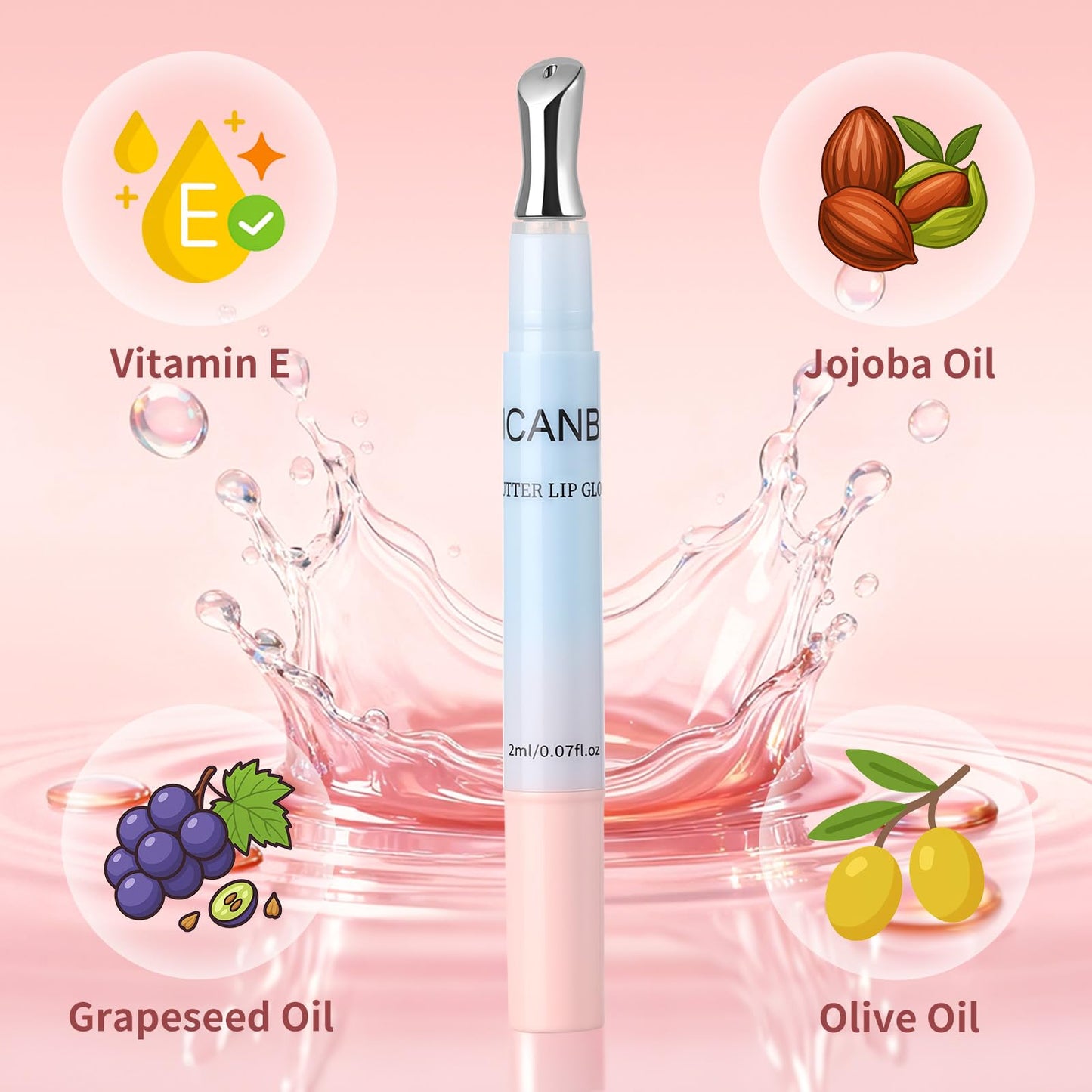 UCANBE Butter Lip Gloss, Hydrating & Moisturizing Lipgloss with Metal Tip, Lightweight, Non-Sticky, Smooth, Nourishing for High-shine Finish(05 Watermelon)