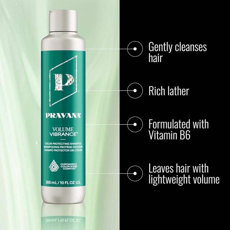 Pravana Volume Vibrance Shampoo - Lightweight Volume & Fullness for Fine Color-Treated Hair | Strengthens & Reduces Breakage | Vegan