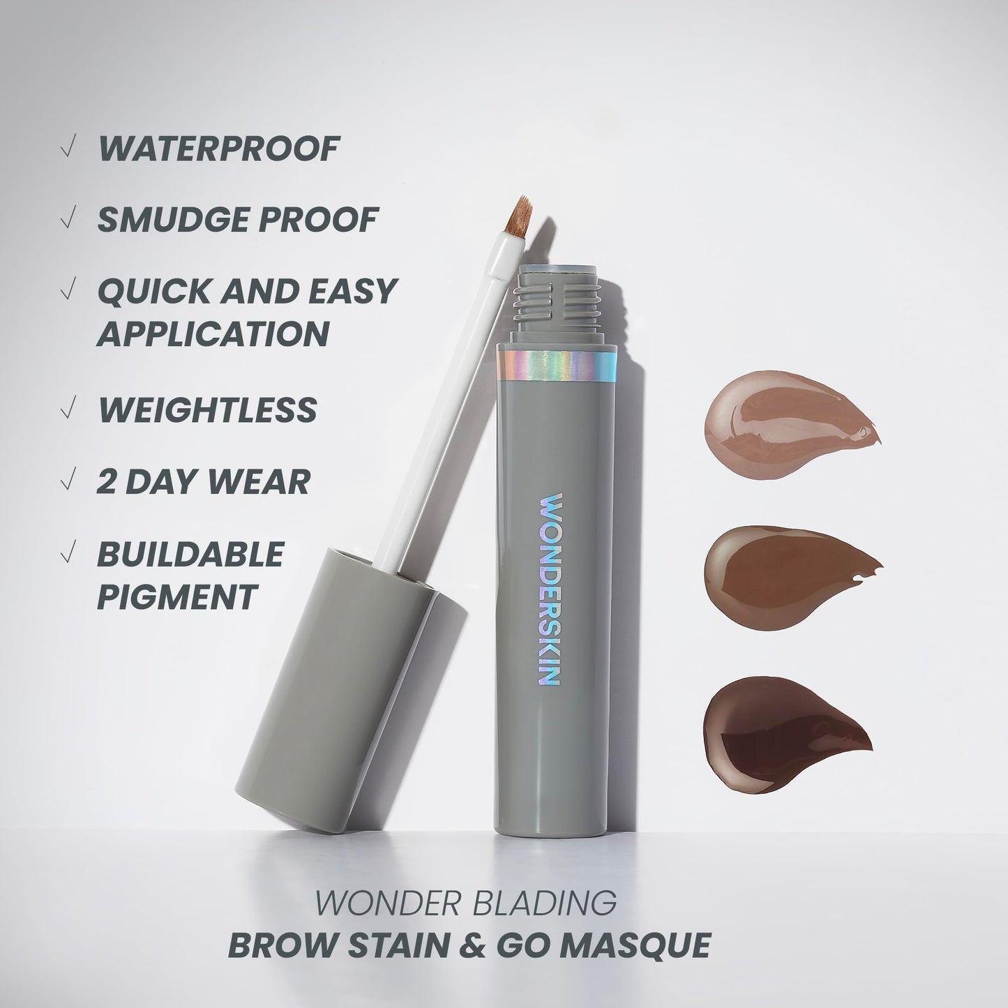 Wonderskin 1440 Eyeliner (Liquorice), Waterproof and Smudge Proof with Brow Stain & Go Masque (Blonde) for Long Lasting Brow Tint