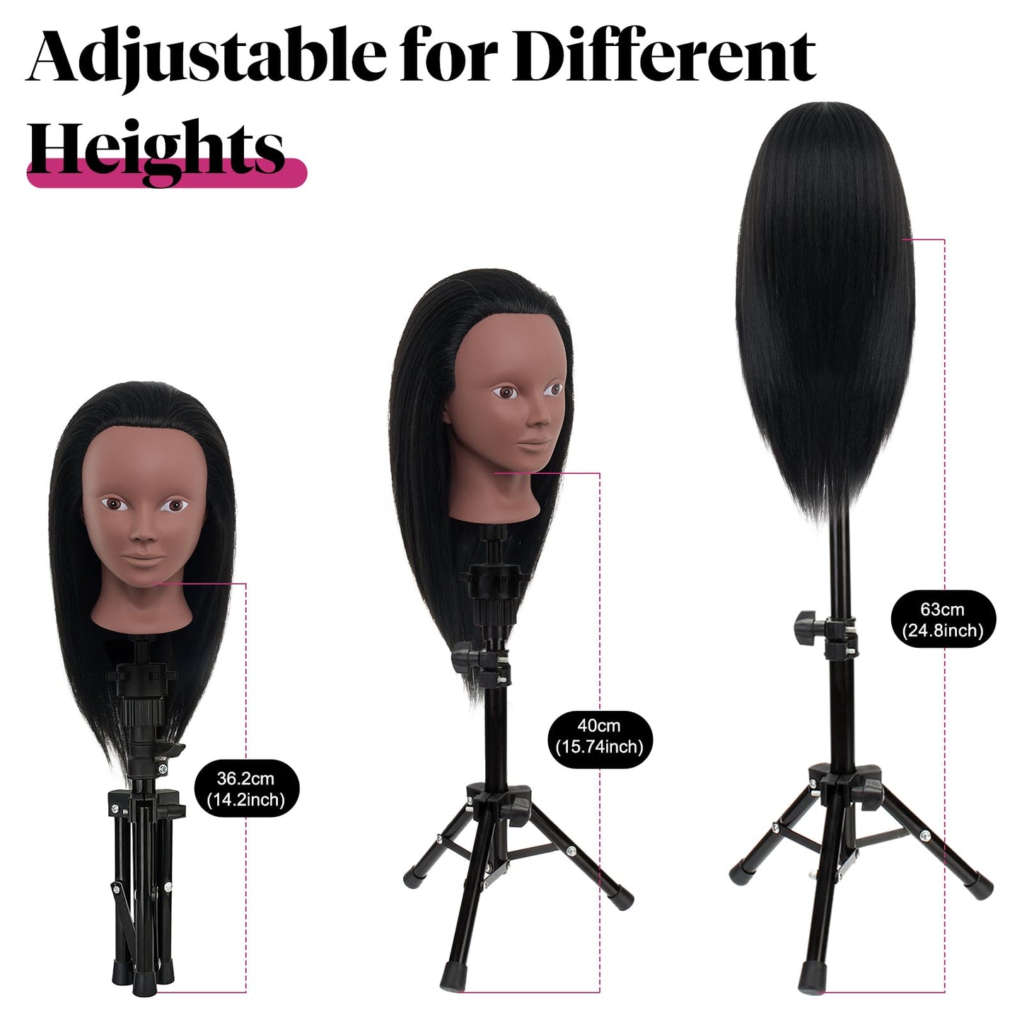 Mannequin Head 80% Human Hair with Tripod Stand, 28 Inch Makeup Cosmetology Manikin Head Braiding Mannequin Head with stand, Hairdressing Training Practice Doll Head for Hair Styling with Table Clamp