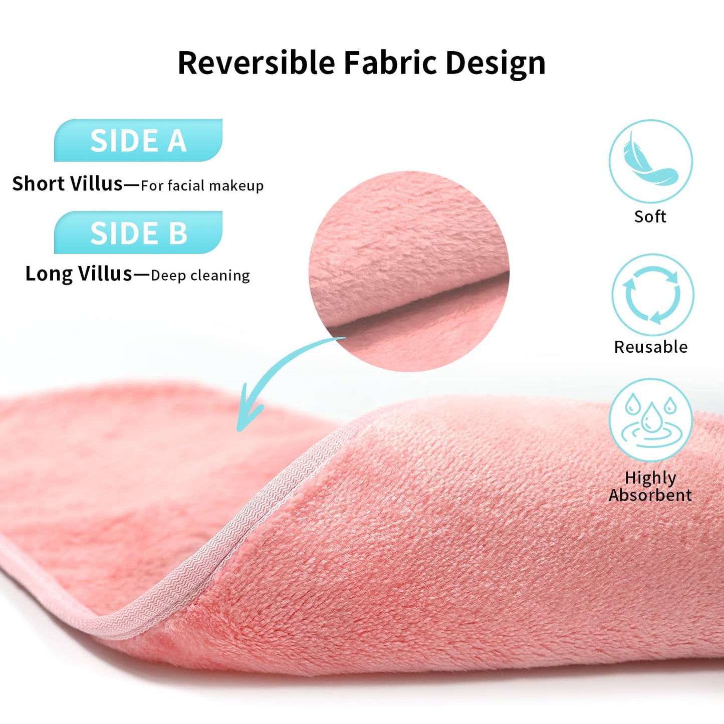 my novel things Makeup Remover Cloth Reusable Makeup Remover Towels, Makeup Washcloths for Face, Soft & Washable Coral Fleece Microfiber Towel