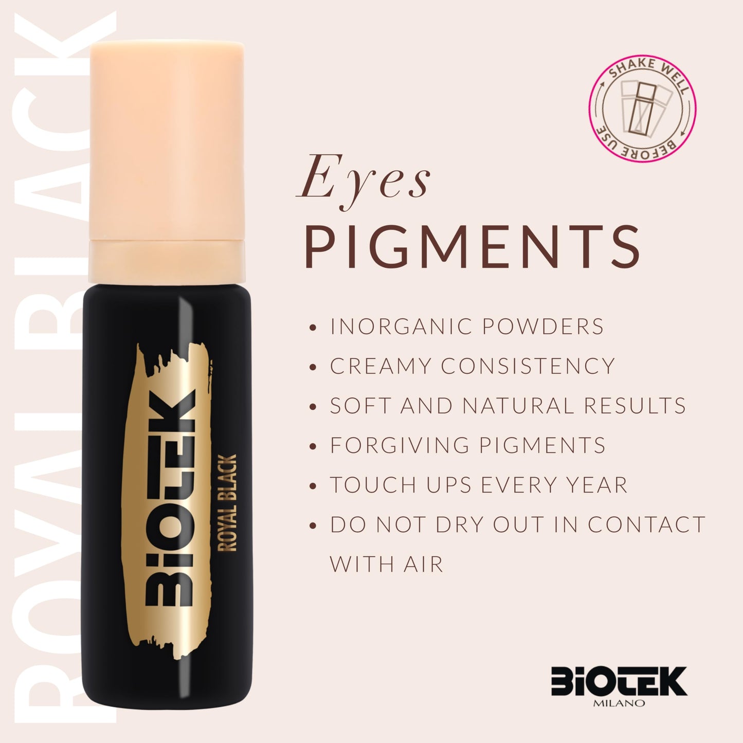 Eyes Pigment for Permanent Makeup - Intense Black Color for Eyes and Eyeliner - Made in Italy - Royal Black 0,61 fl.oz.