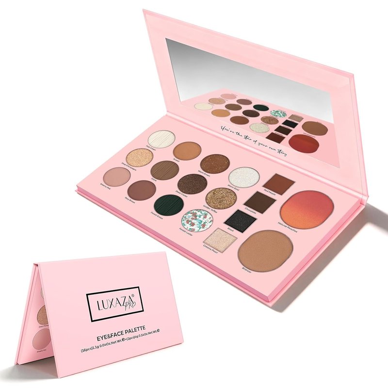 LUXAZA PRO 5-in-1 Eyeshadow Makeup Palette - 18 Natural Nude Shades | Long-Lasting Matte & Shimmer Finish