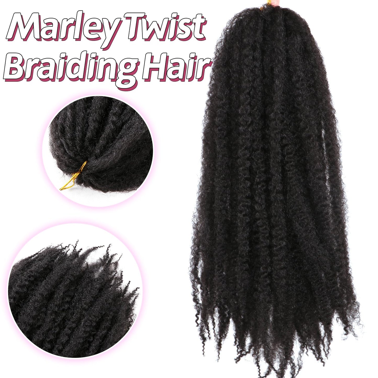 Marley Twist Braiding Hair-18 Inch 180Roots/unfold Soft Soft Marley Twist Hair For Twists 6 Packs Lightweight Cuabn Twist Hair For Black Women (18 Inch 6 Packs, 1B#)