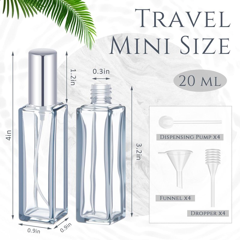 Singhoow 20 Pcs Perfume Travel Refillable 20 ml, Mini Cologne Perfume Bottles Empty, Portable Sprayer for Travel Size Spray Bottle Pocket Glass Spray Bottles Toiletries Sample Dispenser(Gray)