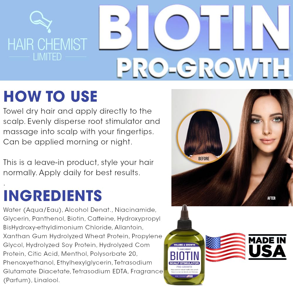 Hair Chemist Volume & Growth Biotin Pro-Growth Scalp Stimulator 7.1 oz. - Thickening Scalp Treatment for Hair Growth, Biotin Scalp Oil Treatment