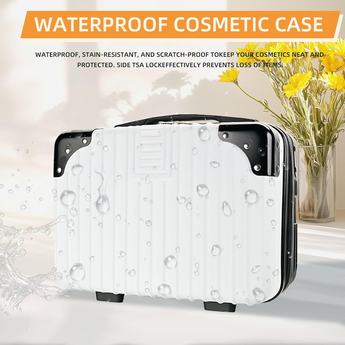 Cosmetic Organizer - 14-Inch Hard Shell Travel Makeup Case | Portable Suitcase for Women