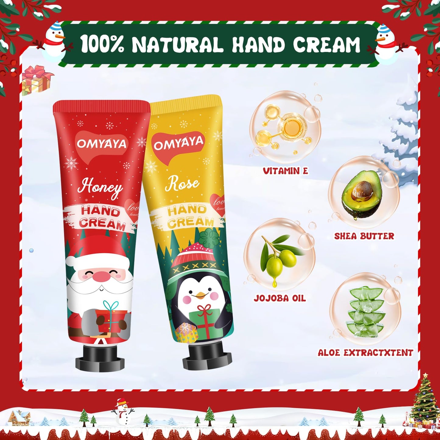 50 Pack Christmas Hand Cream Gifts Set, Bulk Hand Lotion for Party Favors, Moisturizing Mini Hand Lotion , Travel Size Hand Cream for Dry Skin, Ideal Christmas Gifts for Women, Coworkers, Teachers