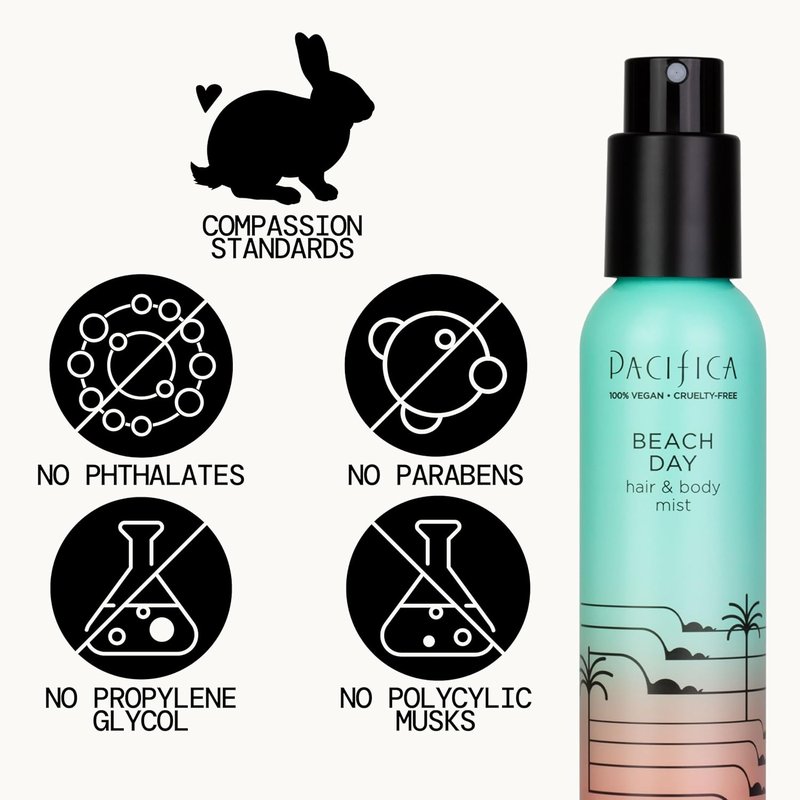 Pacifica Beach Day Hair Mist & Body Spray for Women - Bergamot, Orange Flower, Sandalwood, Amber, Musk | Alcohol-Free, Vegan, 5 oz
