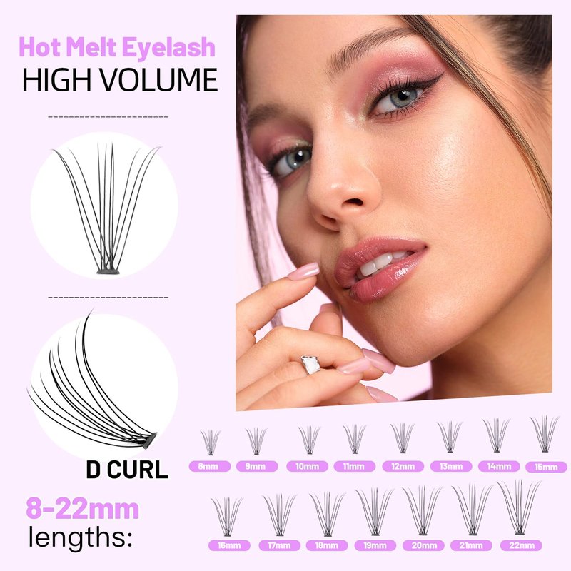 BODERMINCER 10 Root Black Handmade False Eyelashes - Natural Long Individual Extensions | 60pcs in 8-16mm Sizes