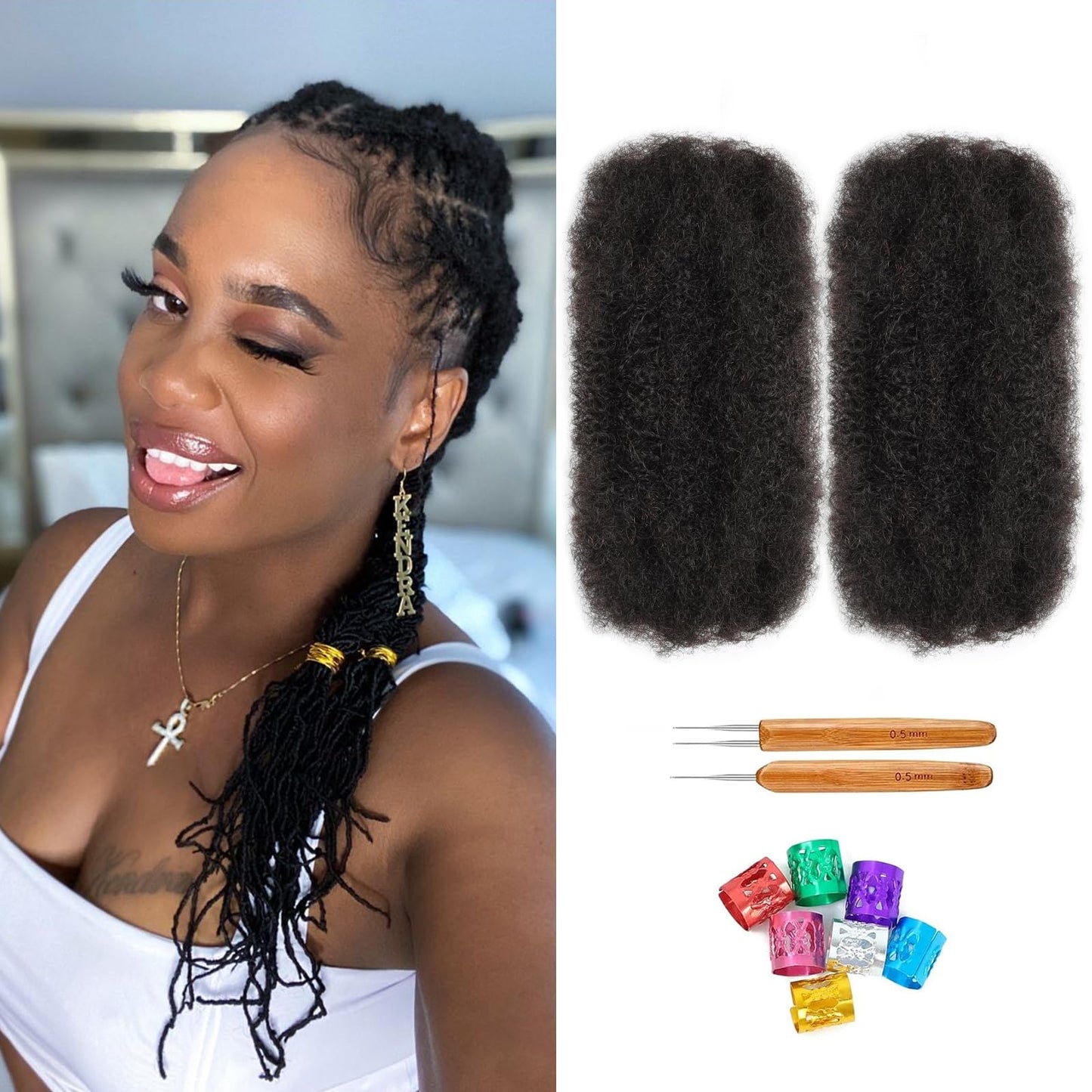 Afro Kinkys Bulk Human Hair 10 Inch 30g, 100% Real 4c Natural Black Kinky Curly Human Hair for Mini Twists, Braiding, Micro Locs, Repair Locs, And Dreadlock Extensions (Pack/2)
