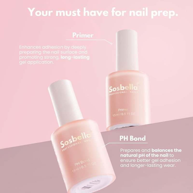 Nail Dehydrator & Primer Set - PH Bond & Nail Primer for Gel Nails | Strong Adhesion, No Lift - 15ml Each