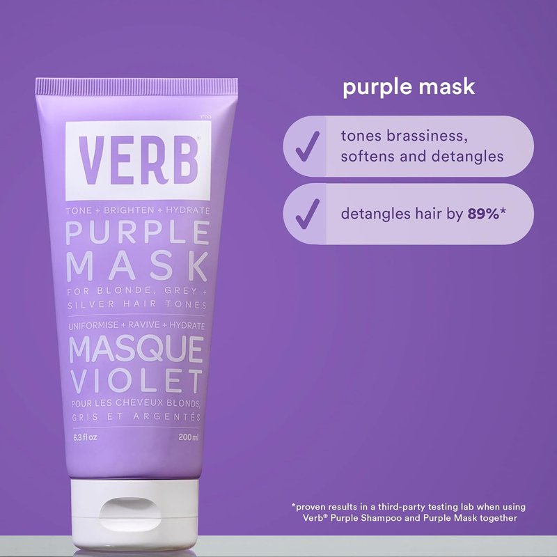 Verb Purple Hair Mask - Nourishing Treatment for Blonde & Silver Hair | 8 oz