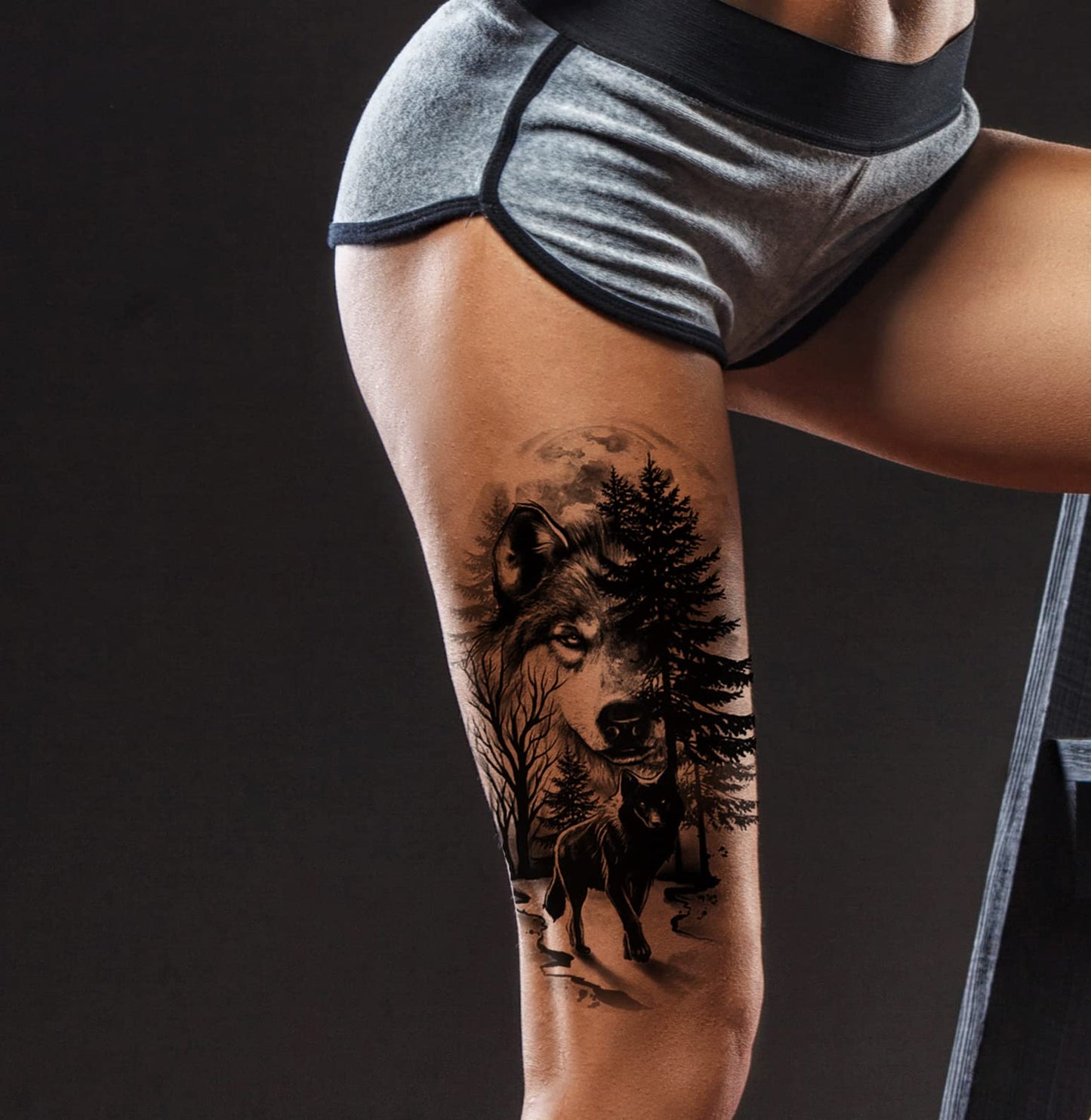 PADOUN Temporary Tattoos Animal, 6-Sheet Wolf Lion Large Temporary Tattoo for Men, Waterproof Long Lasting Tattoos Realistic Fake Tattoos for Women Kids