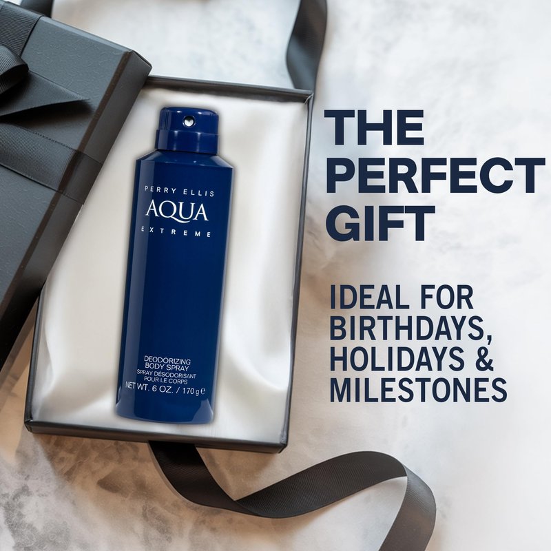 Perry Ellis Aqua Extreme Body Spray for Men - Body Spray Cologne, EDT, All Over Men's & Boys Mist with Notes of Fresh Wood & Spice Fragrance - 6 oz