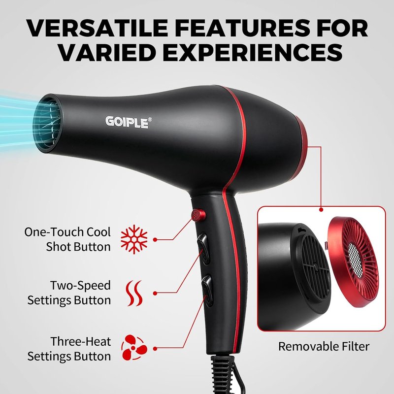 Ionic Hair Blow Dryer Kit - 13-Piece Professional Set | Lightweight, Low Noise, 1800W for Men & Women