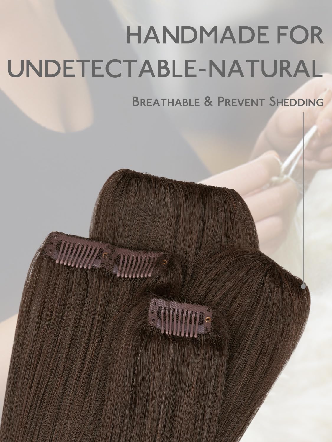 WENNALIFE Scalp Hair Fill-ins Clip in Hair Extensions Real Human Hair 14 inch 2pcs 10g Chocolate Brown Hair Extensions Clip Ins Invisible Scalp & Part Line Coverage Remy Extensiones De Cabello Humano