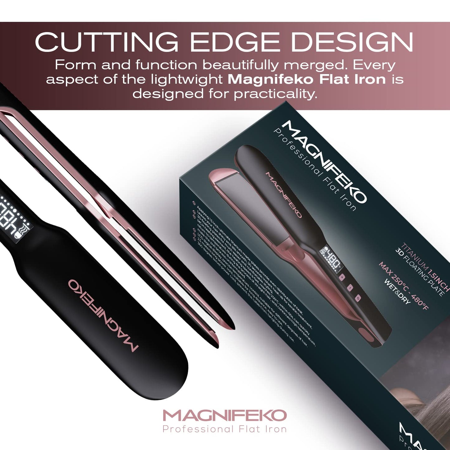 Magnifeko - Ceramic Hair Straightener - Flat Iron Hair Straightener – Hair Iron Straightener - plancha de Cabello Professional (Black)