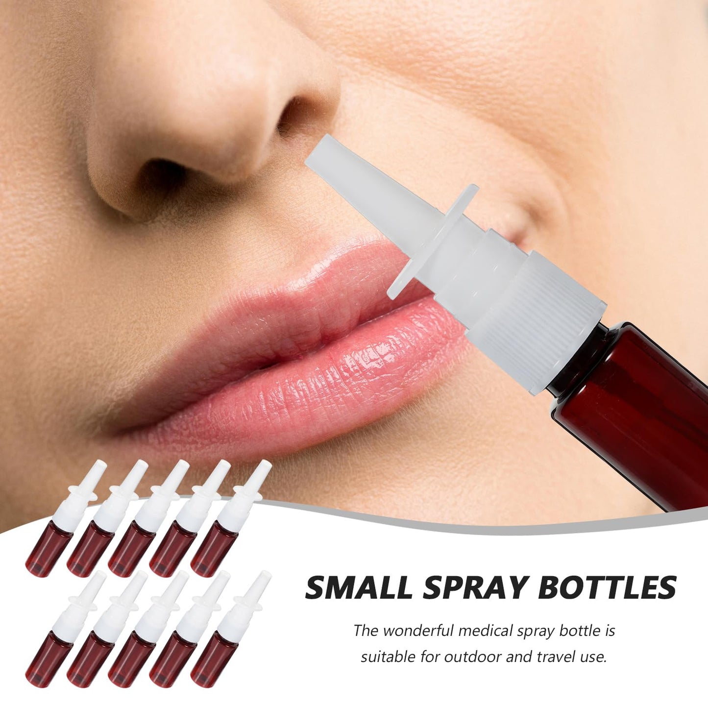 ARTIBETTER Empty Nasal Spray Bottle Amber Plastic Fine Mist Sprayers Refillable Container for Essential Oils Aromatherapy Perfume 15ml 10pcs (Pack of 2)