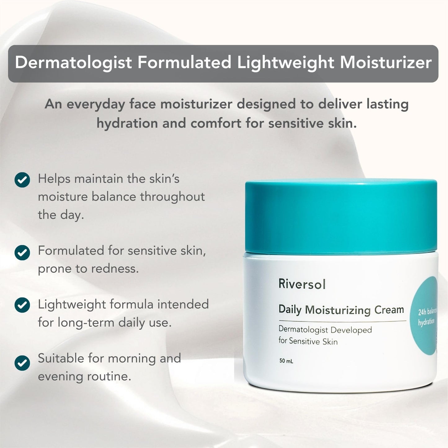 Riversol Rosacea Cream & Face Moisturizer for Dry & Sensitive Skin | Redness Relief | Anti-Aging Hydration for Mature Skin | Fragrance Free | Dermatologist Developed | 4 Month Supply