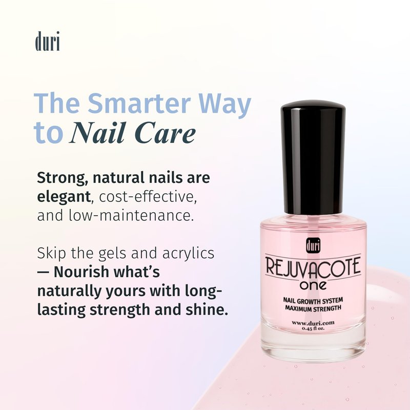 duri Rejuvacote 1 Nail Growth System - Original Maximum Strength Formula - Nail Strengthener and Nail Growth - Base and Top Coat - Pack of 2-0.45 fl. oz.