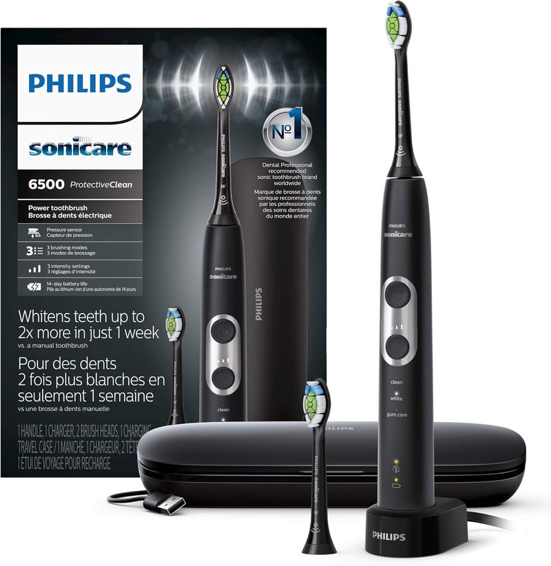 Philips Sonicare ProtectiveClean 6500 Electric Toothbrush - Pressure Sensor, 3 Modes, Black | HX6462/08
